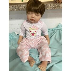 Sleeping Reborn Baby Brown Hair 22 Inch Weighted Soft Body